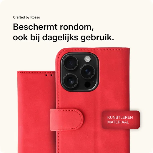 Rosso Element Apple iPhone 16 Pro Hoesje Book Case Wallet Rood afbeelding 4