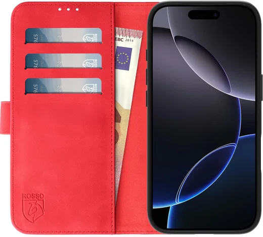 Rosso Element Apple iPhone 16 Pro Hoesje Book Case Wallet Rood afbeelding 12