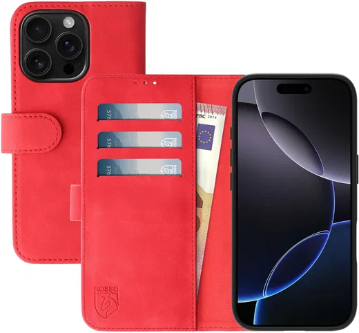 Rosso Element Apple iPhone 16 Pro Hoesje Book Case Wallet Rood afbeelding 1