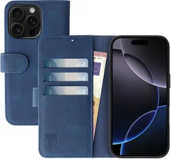 Rosso Element Apple iPhone 16 Pro Hoesje Book Case Wallet Blauw afbeelding
