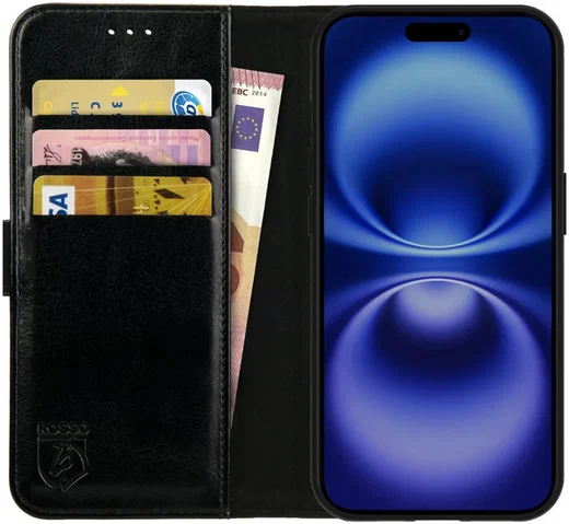 Rosso Element Apple iPhone 16 Plus Hoesje Book Case Wallet Zwart afbeelding 1