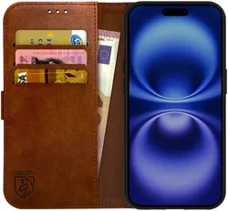 Rosso Element Apple iPhone 16 Plus Hoesje Book Case Wallet Bruin afbeelding