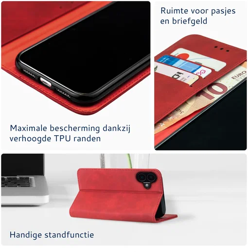 Rosso Element Apple iPhone 16 Plus Hoesje Book Case Wallet Rood afbeelding 5
