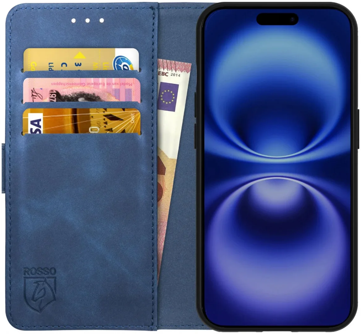 Rosso Element Apple iPhone 16 Plus Hoesje Book Case Wallet Blauw afbeelding 1