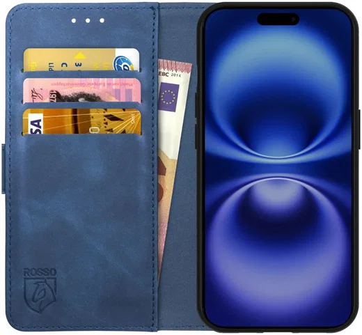 Rosso Element Apple iPhone 16 Plus Hoesje Book Case Wallet Blauw afbeelding 1