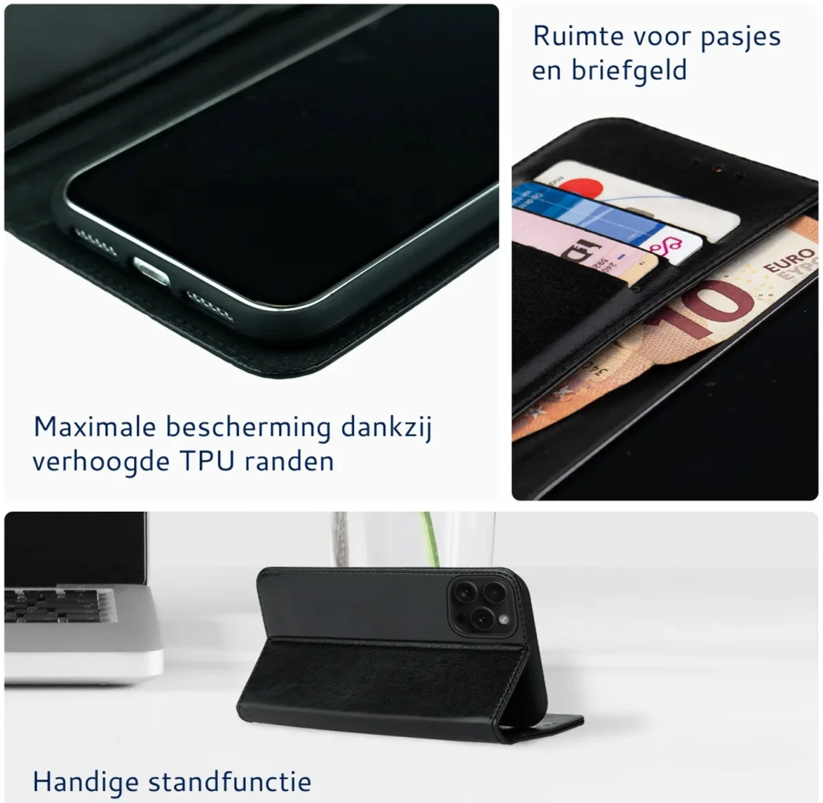 Rosso Element Apple iPhone 16 Pro Max Hoesje Book Case Wallet Zwart afbeelding 5