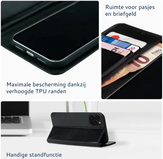 Rosso Element Apple iPhone 16 Pro Max Hoesje Book Case Wallet Zwart afbeelding 5