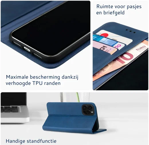 Rosso Element Apple iPhone 16 Pro Max Hoesje Book Case Wallet Blauw afbeelding 5