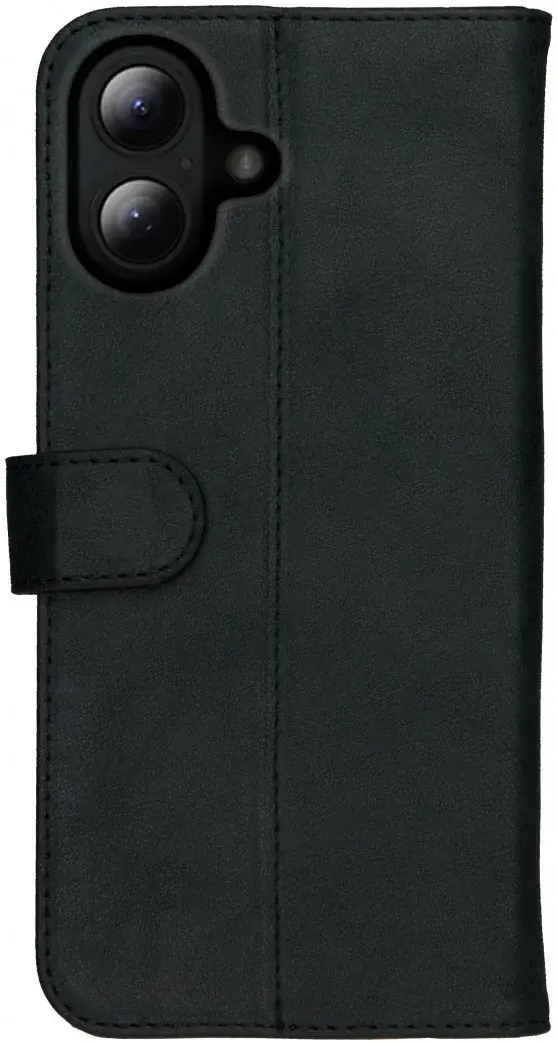 Rosso Deluxe Apple iPhone 16 Hoesje Echt Leer Book Case Zwart afbeelding 12