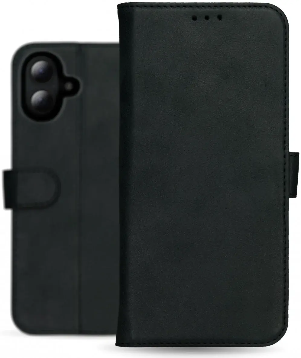 Rosso Deluxe Apple iPhone 16 Hoesje Echt Leer Book Case Zwart afbeelding 13