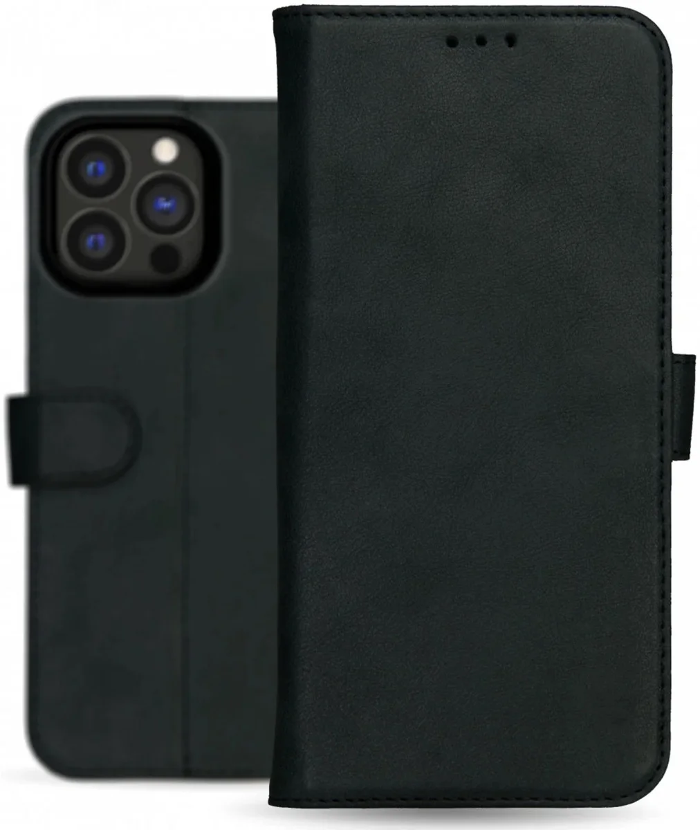 Rosso Deluxe Apple iPhone 16 Pro Hoesje Echt Leer Book Case Zwart afbeelding 12