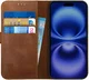 Rosso Deluxe Apple iPhone 16 Pro Hoesje Echt Leer Book Case Bruin