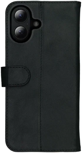 Rosso Deluxe Apple iPhone 16 Plus Hoesje Echt Leer Book Case Zwart afbeelding 8