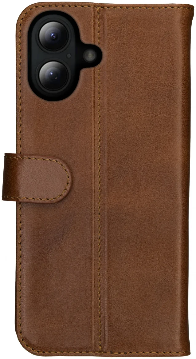 Rosso Deluxe Apple iPhone 16 Plus Hoesje Echt Leer Book Case Bruin afbeelding 8
