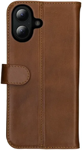 Rosso Deluxe Apple iPhone 16 Plus Hoesje Echt Leer Book Case Bruin afbeelding 8