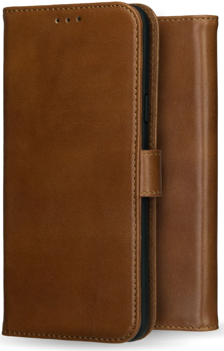 Rosso Deluxe Apple iPhone 16 Plus Hoesje Echt Leer Book Case Bruin afbeelding 9