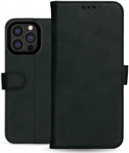 Rosso Deluxe Apple iPhone 16 Pro Max Hoesje Echt Leer Book Case Zwart afbeelding 12