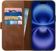 Rosso Deluxe Apple iPhone 16 Pro Max Hoesje Echt Leer Book Case Bruin afbeelding 1