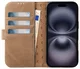 Rosso Elite Apple iPhone 16 Hoesje met MagSafe Book Case Echt Leer Lichtbruin afbeelding 2