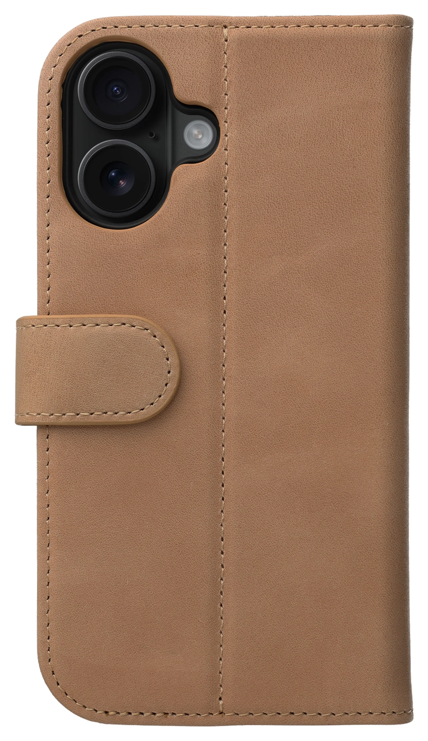 Rosso Elite Apple iPhone 16 Hoesje met MagSafe Book Case Echt Leer Lichtbruin afbeelding 9