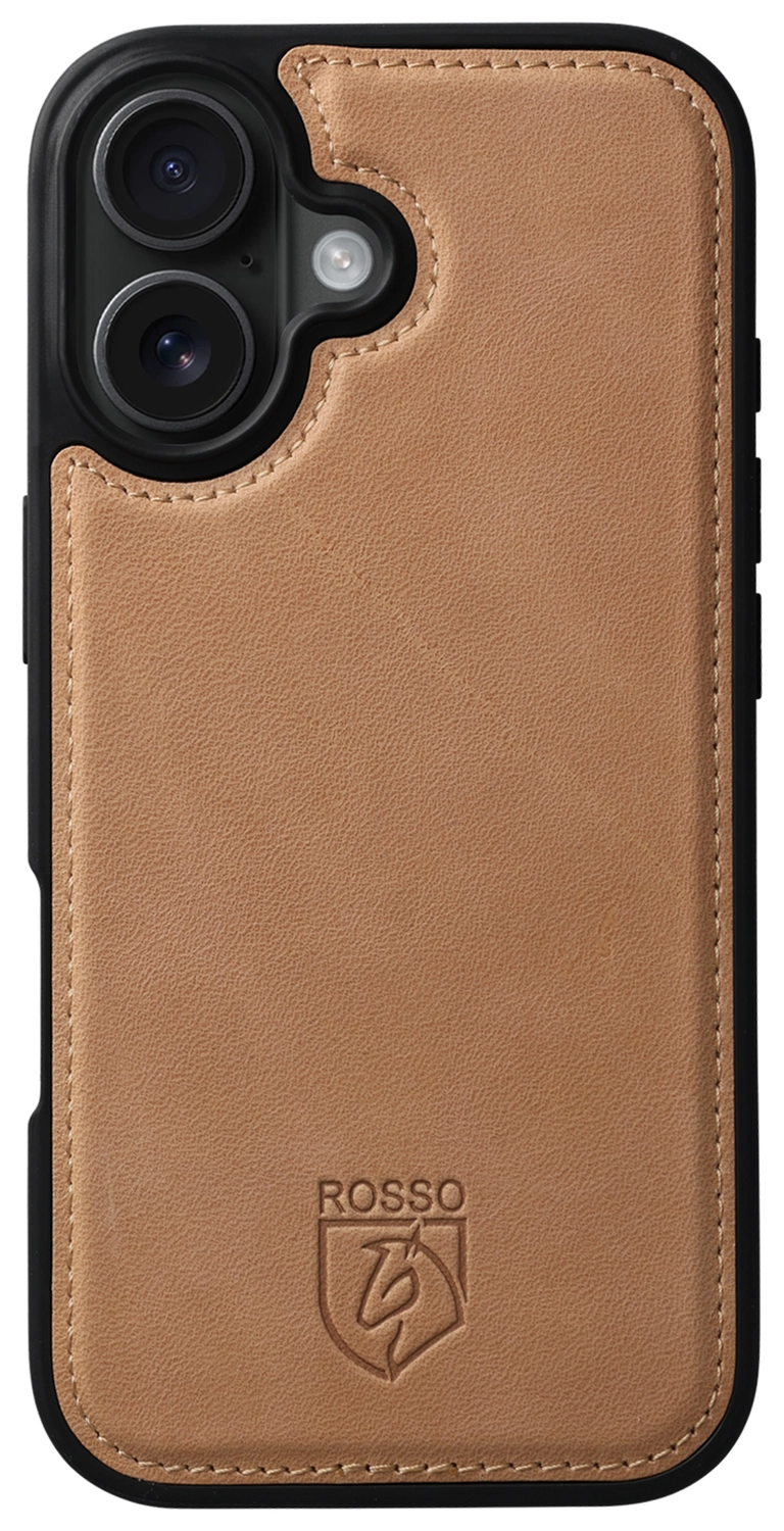 Rosso Elite Apple iPhone 16 Hoesje met MagSafe Book Case Echt Leer Lichtbruin afbeelding 10