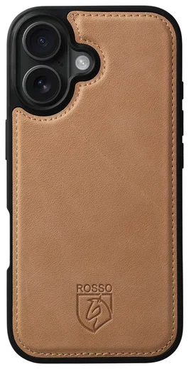 Rosso Elite Apple iPhone 16 Hoesje met MagSafe Book Case Echt Leer Lichtbruin afbeelding 10