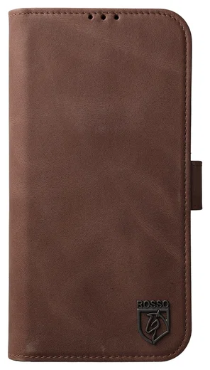 Rosso Elite iPhone 16 Pro Max Hoesje MagSafe Book Case Echt Leer Bruin afbeelding 15
