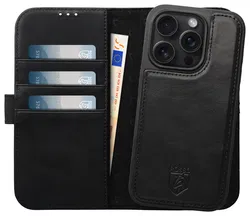 Rosso Elite iPhone 16 Pro Max Hoesje MagSafe Book Case Echt Leer Zwart afbeelding