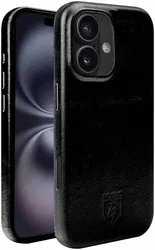 Rosso Elite iPhone 16 Hoesje Leer Back Cover MagSafe Zwart afbeelding