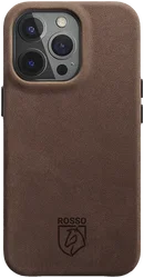 Rosso Elite iPhone 16 Pro Hoesje Leer Back Cover MagSafe Bruin afbeelding