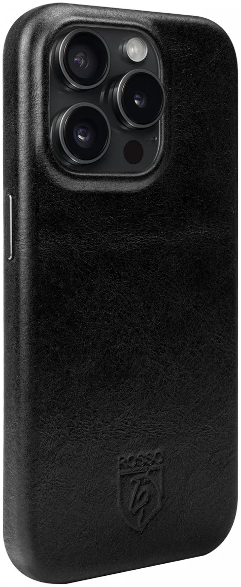 Rosso Elite iPhone 16 Pro Hoesje Leer Back Cover MagSafe Zwart afbeelding 7