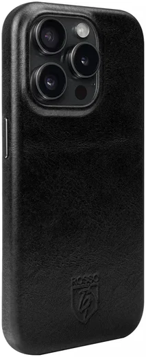 Rosso Elite iPhone 16 Pro Hoesje Leer Back Cover MagSafe Zwart afbeelding 7