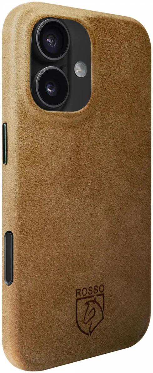 Rosso Elite iPhone 16 Plus Hoesje Leer Back Cover MagSafe Lichtbruin afbeelding 2