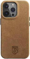 Rosso Elite iPhone 16 Pro Max Hoesje Leer Back Cover MagSafe Lichtbruin afbeelding