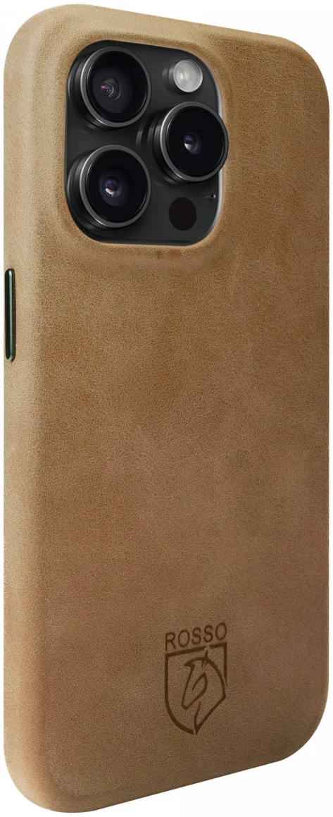 Rosso Elite iPhone 16 Pro Max Hoesje Leer Back Cover MagSafe Lichtbruin afbeelding 7