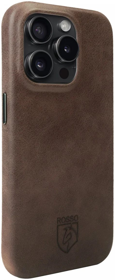 Rosso Elite iPhone 16 Pro Max Hoesje Leer Back Cover MagSafe Bruin afbeelding 7