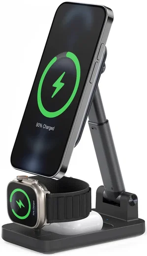 Mobilize 3in1 Draadloze MagSafe Oplader 15W iPhone/AirPods/Watch Zwart afbeelding 1