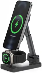 Mobilize 3in1 Draadloze MagSafe Oplader 15W iPhone/AirPods/Watch Zwart afbeelding