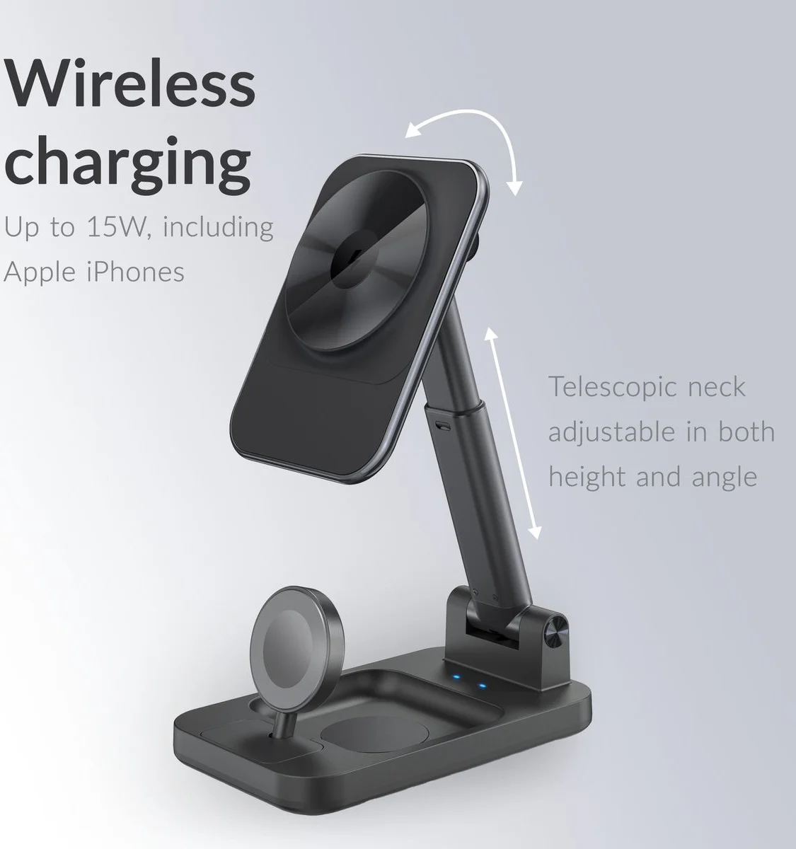 Mobilize 3in1 Draadloze MagSafe Oplader 15W iPhone/AirPods/Watch Zwart afbeelding 3