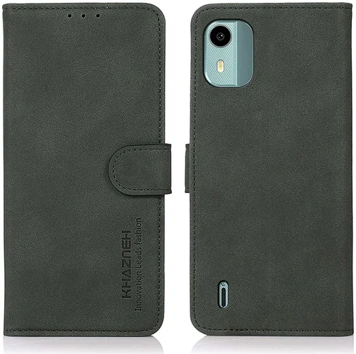 KHAZNEH Nokia C12 Hoesje Retro Wallet Book Case Groen afbeelding 2