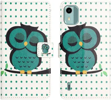 Nokia C12 Hoesje Portemonnee Book Case Uil Print