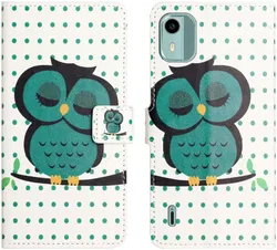 Nokia C12 Hoesje Portemonnee Book Case Uil Print afbeelding