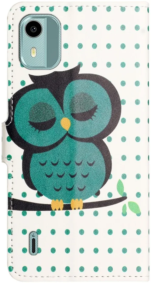 Nokia C12 Hoesje Portemonnee Book Case Uil Print afbeelding 6
