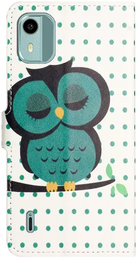 Nokia C12 Hoesje Portemonnee Book Case Uil Print afbeelding 6