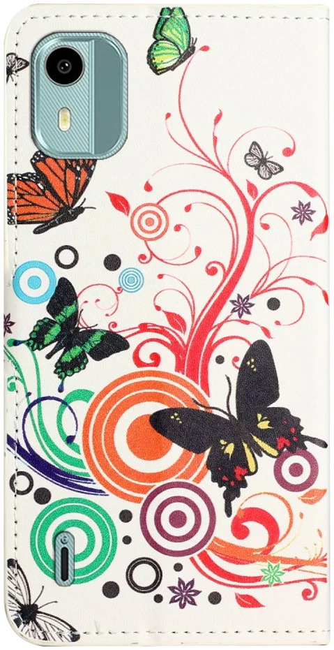 Nokia C12 Hoesje Portemonnee Book Case Vlinder Print afbeelding 6