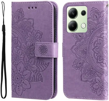 Xiaomi Redmi Note 13 4G Hoesje Bloemen Print Wallet Book Case Paars