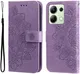 Xiaomi Redmi Note 13 4G Hoesje Bloemen Print Wallet Book Case Paars afbeelding 1
