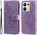 Xiaomi Redmi Note 13 4G Hoesje Bloemen Print Wallet Book Case Paars