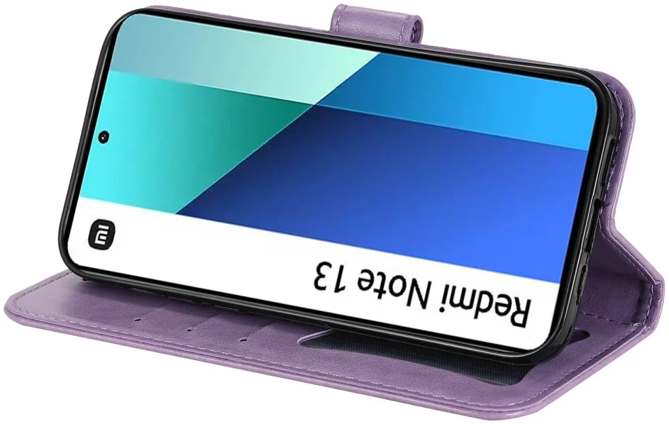 Xiaomi Redmi Note 13 4G Hoesje Bloemen Print Wallet Book Case Paars afbeelding 7