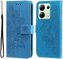 Xiaomi Redmi Note 13 4G Hoesje Bloemen Print Wallet Book Case Blauw